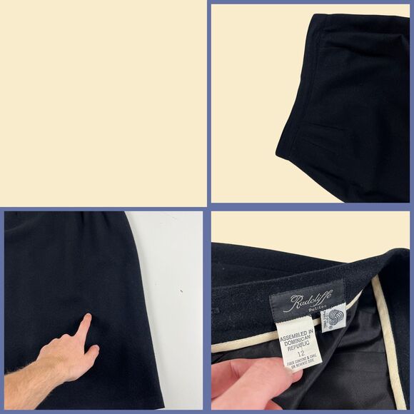 Vintage 80s black wool skirt, size 12 Radcliffe Petites midi to maxi skirt - Picture 3 of 8